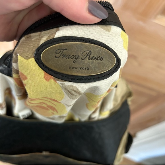 Tracy Reese Black Leather Women’s Hobo Satchel Shoulder Bag Gold Hardware Studs - Picture 4 of 7